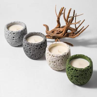 Suppliers home decorative colorful cement ceramic candles jars container christmas gifr  