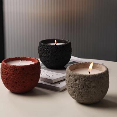 Suppliers home decorative colorful cement ceramic candles jars container custom pink white black matte candle jar